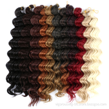 New Fashion Cheap Price Highlight Extension Gluless Deep Wave High Temperature Quality Colorful Synthrtic Hair Piece For Women